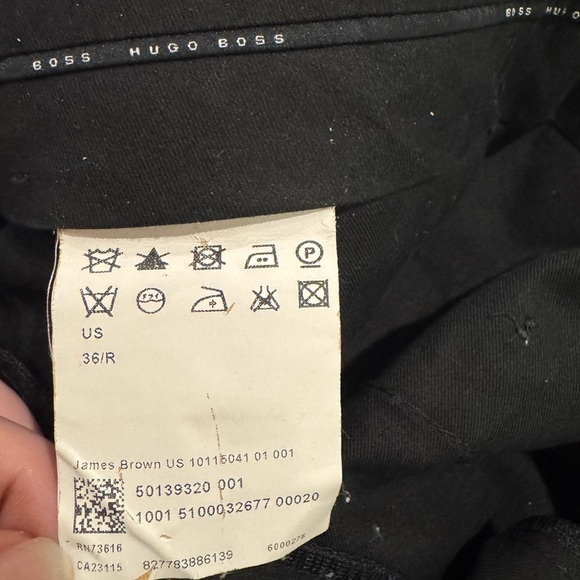 HUGO BOSS James Brown dark gray striped trousers pants flat front - Picture 4 of 6